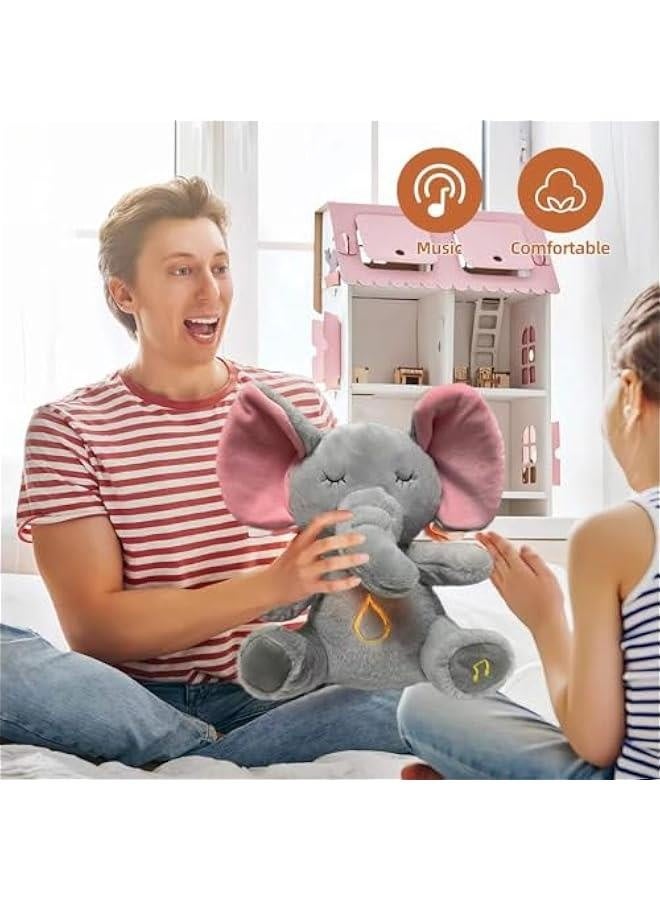 Soothing Breathable Plush Toy For Newborns Music Lighting Sleep Doll Elephant Shape PP Cotton Short Plush Multi-Functional-Color:Breathing Elephant Ordinary-Height:28cm - Image 4